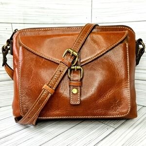 Patricia Nash Avellino Organizer Crossbody Bag in Tan Leather